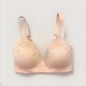 Tommy John Second Skin Lightly Lined Wireless Lace Nude Beige Bra 34DD
